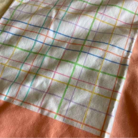 Vintage 90s Pastel Grid Geometric Lines Sheet Set - Picture 10 of 11